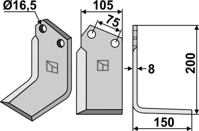 Fräsmesser 200x105mm, rechts